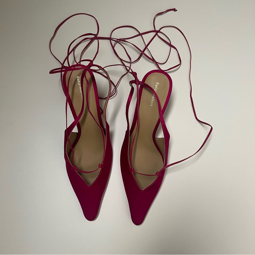 Reformation Carmella Strappy Slingback Heels in‎ Pink Size 7 - Picture 2 of 5